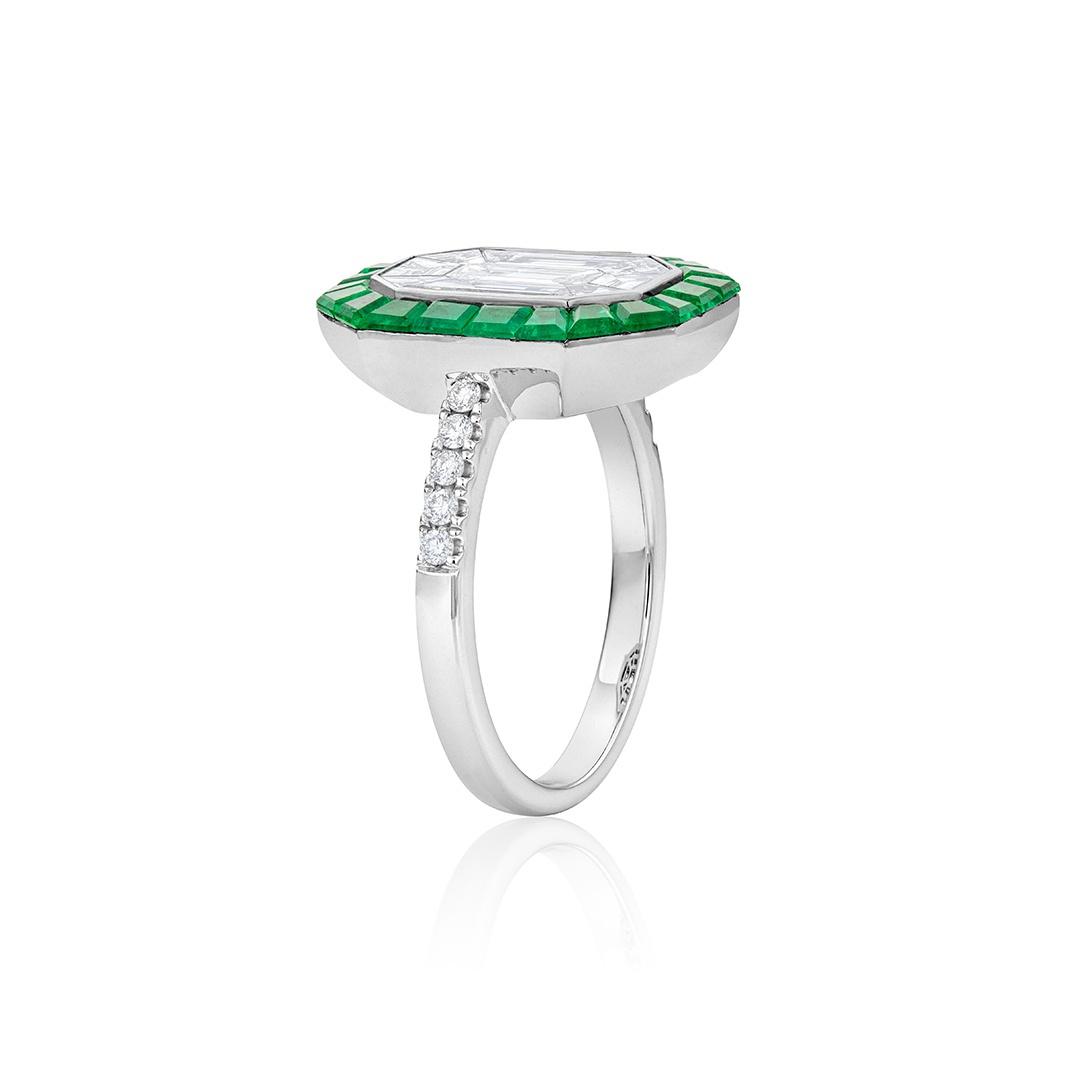 Diamond Cluster Ring with Emerald Halo 1