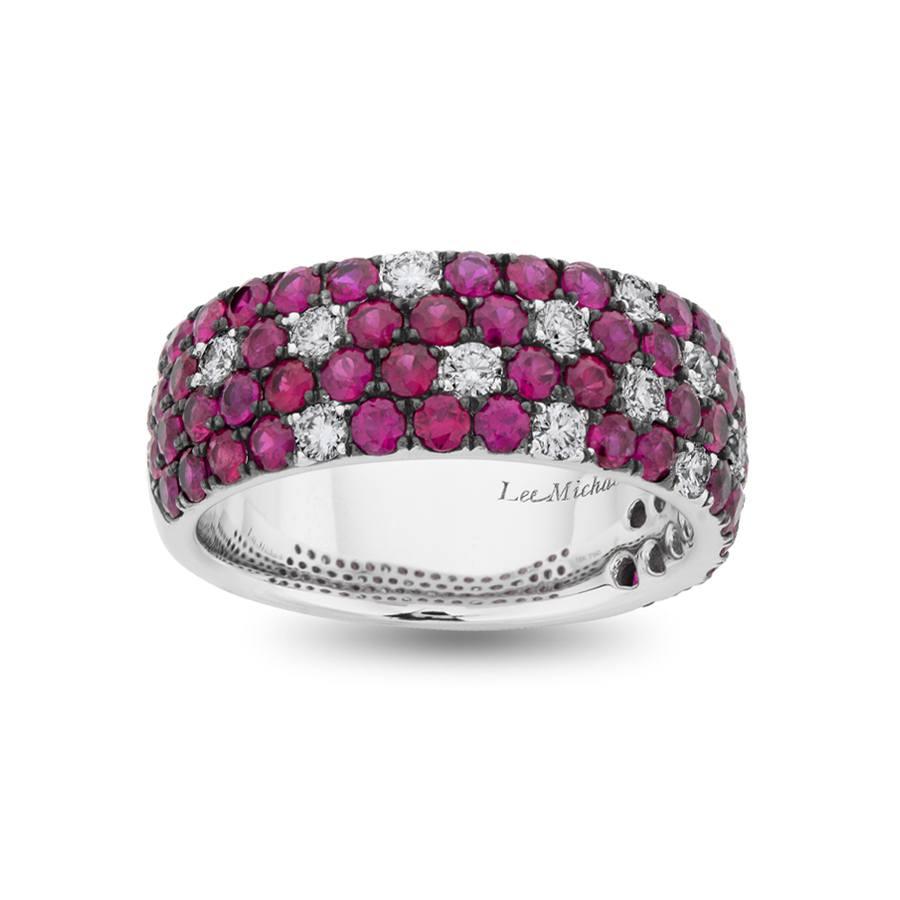 Wide Pave Ruby Band with Diamonds