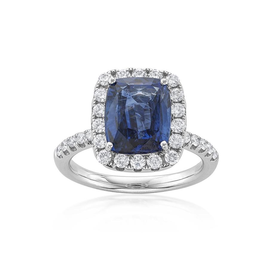 5.52 CT Cushion Sapphire Ring with Diamonds