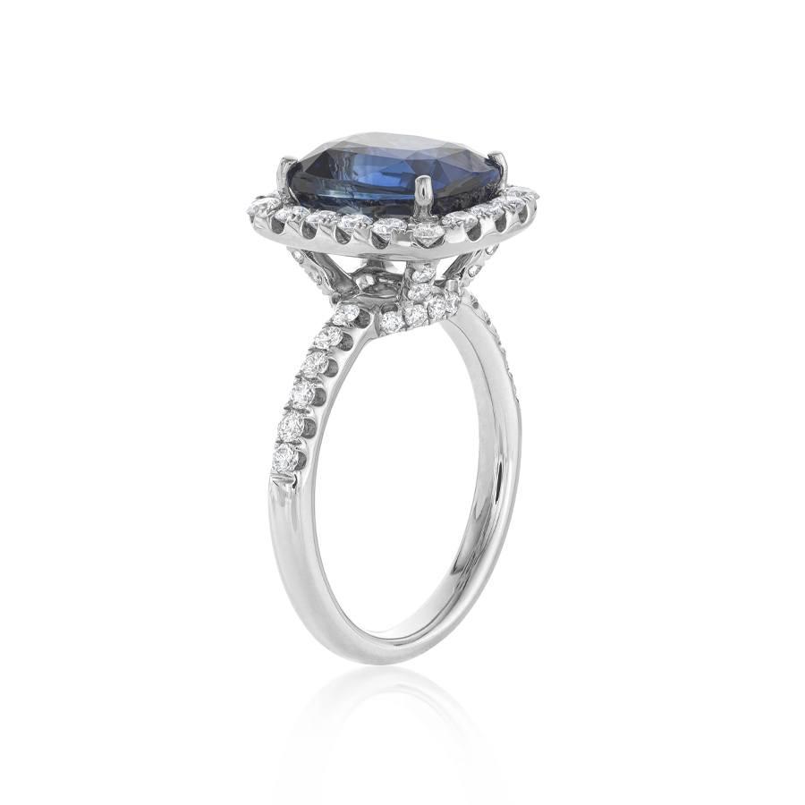 5.52 CT Cushion Sapphire Ring with Diamonds 1