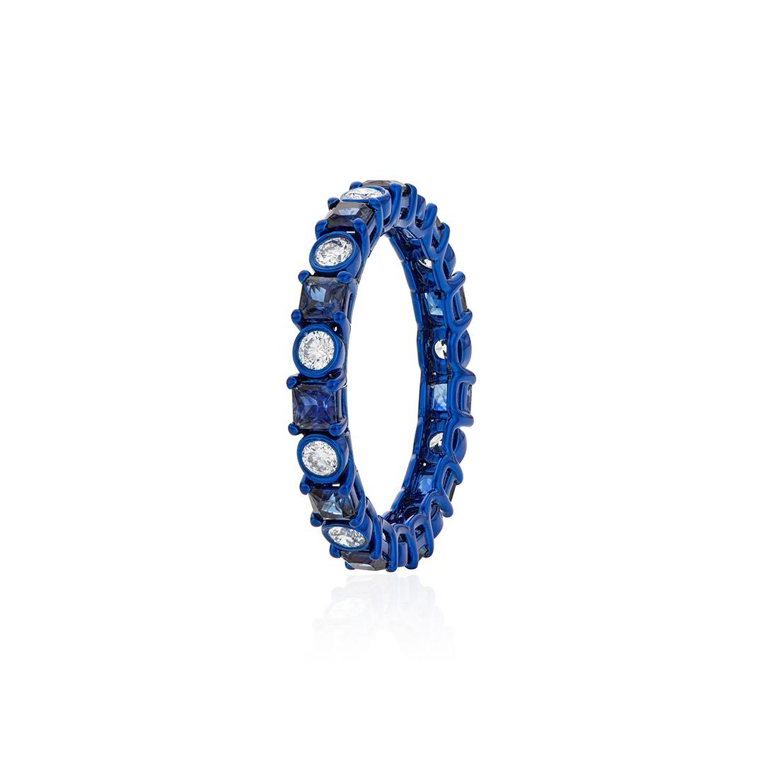 Blue Sapphire and Diamond Eternity Ring 1