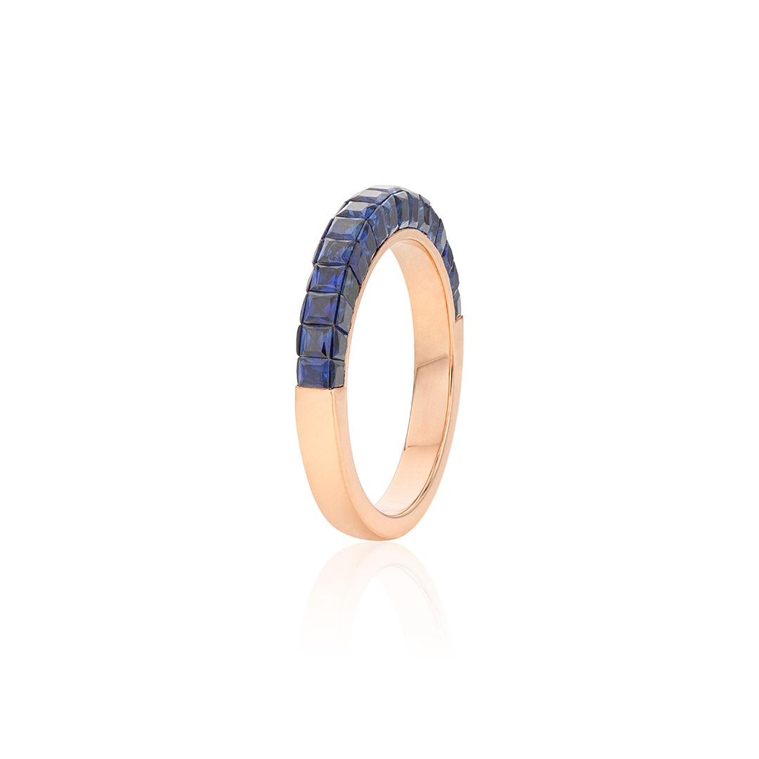 Three Sided Rose Gold Sapphire Band 1