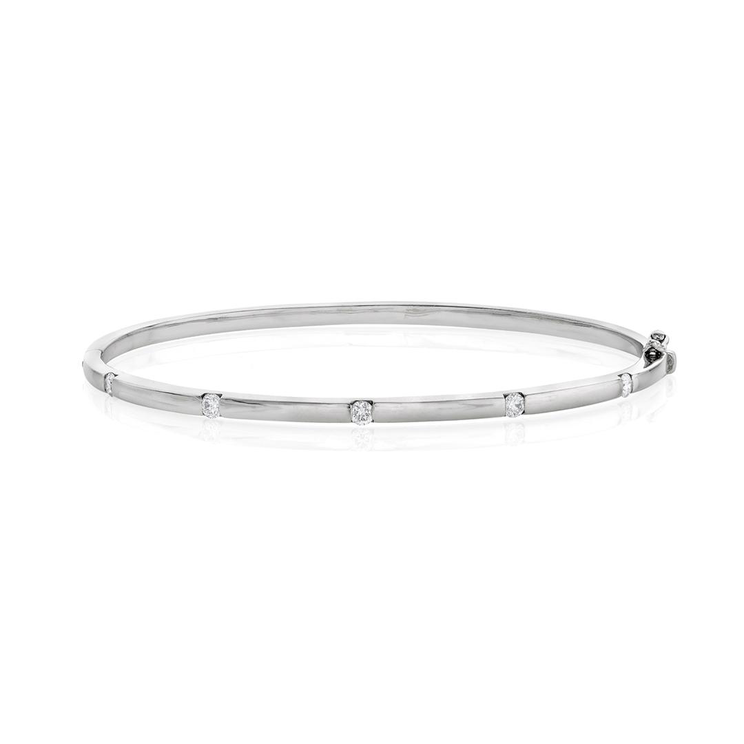 Five-Stone White Gold Modern Diamond Bangle 0