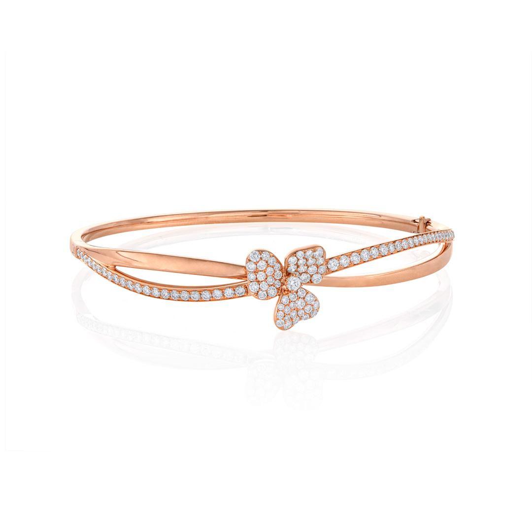 Diamond Flower Bangle in Rose Gold