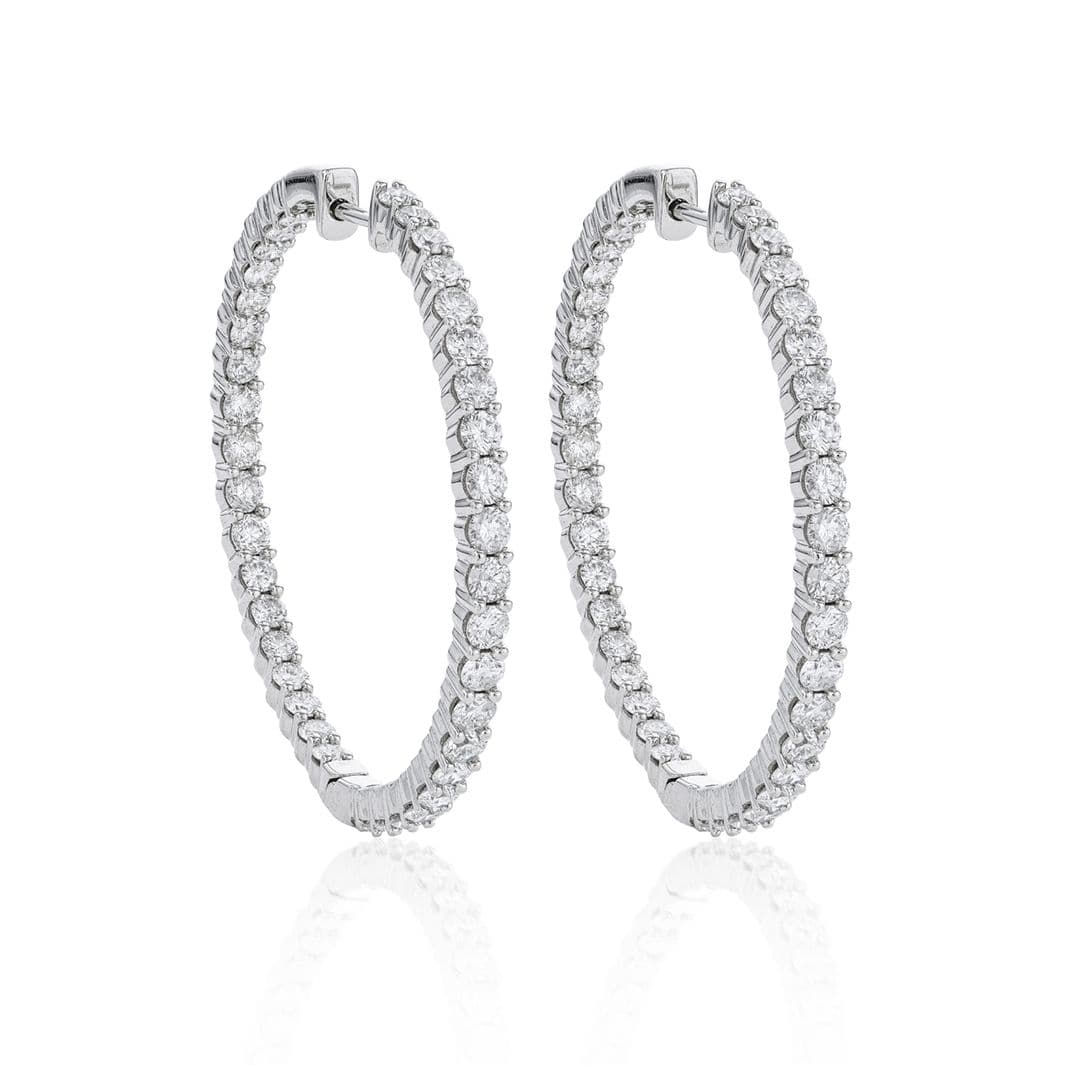 White Gold 4.07 CTW Diamond 39mm Hoop Earrings