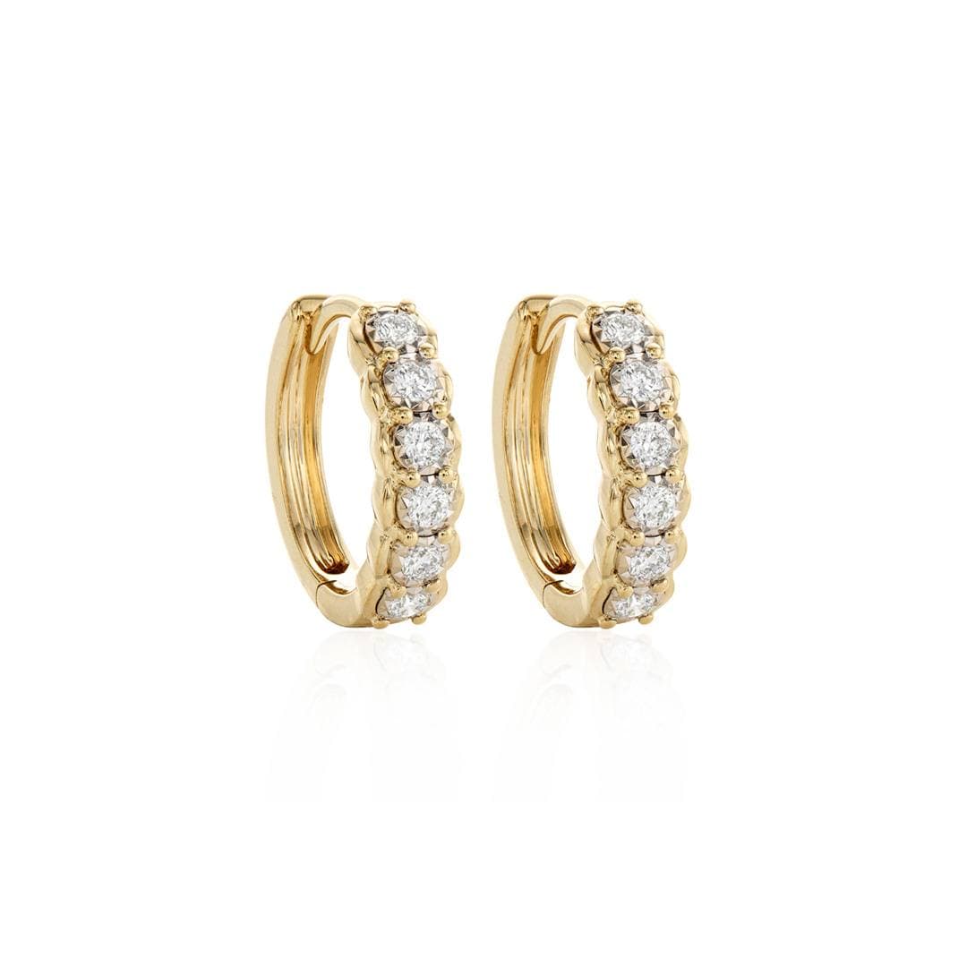 Petite Diamond Huggie Hoop Earrings 0