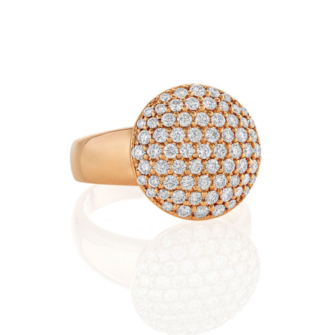 Rose Gold Pave Diamond Disc Ring 1