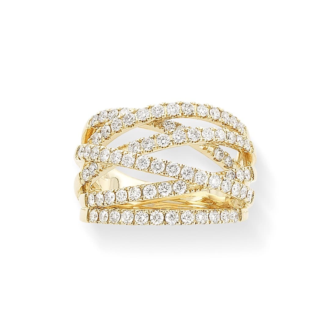 1.30 CTW Diamond Crossover Ring in Yellow Gold 0