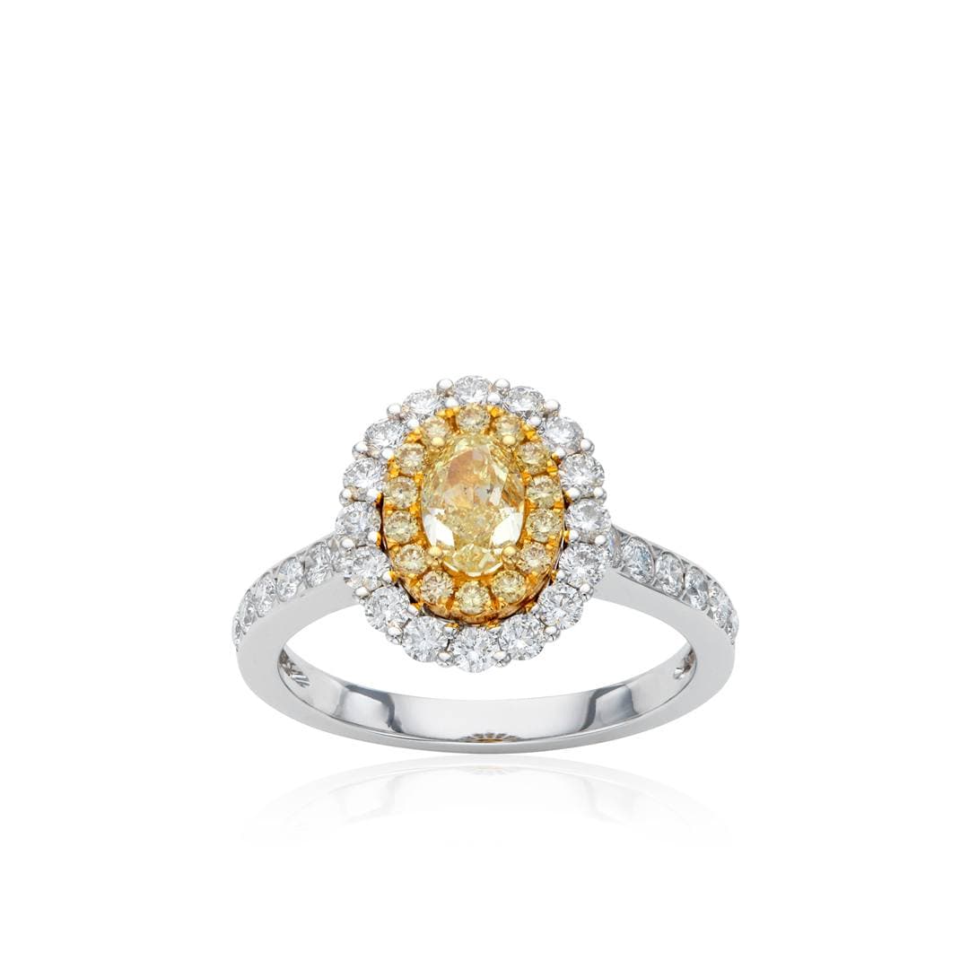 Fancy Yellow .59 CT Diamond Oval Engagement Ring 0