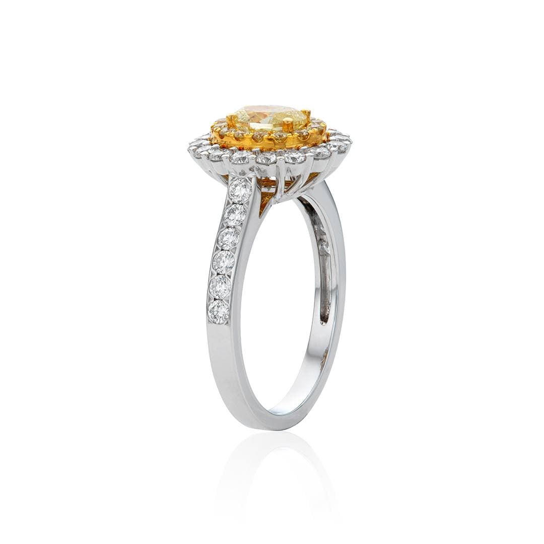 Fancy Yellow .59 CT Diamond Oval Engagement Ring 1