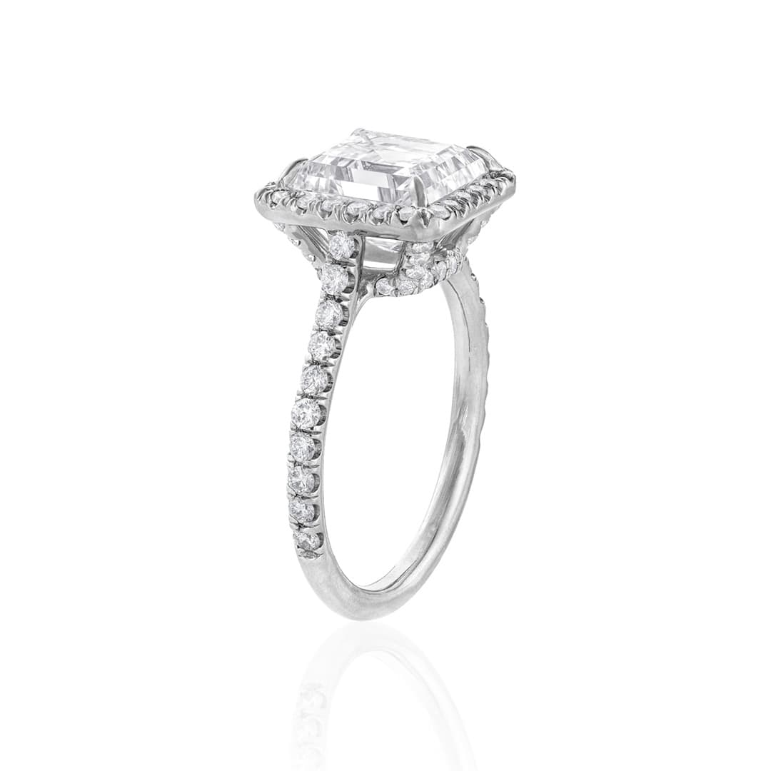 3.00CT Asscher Cut Diamond Halo Platinum Engagement Ring 2