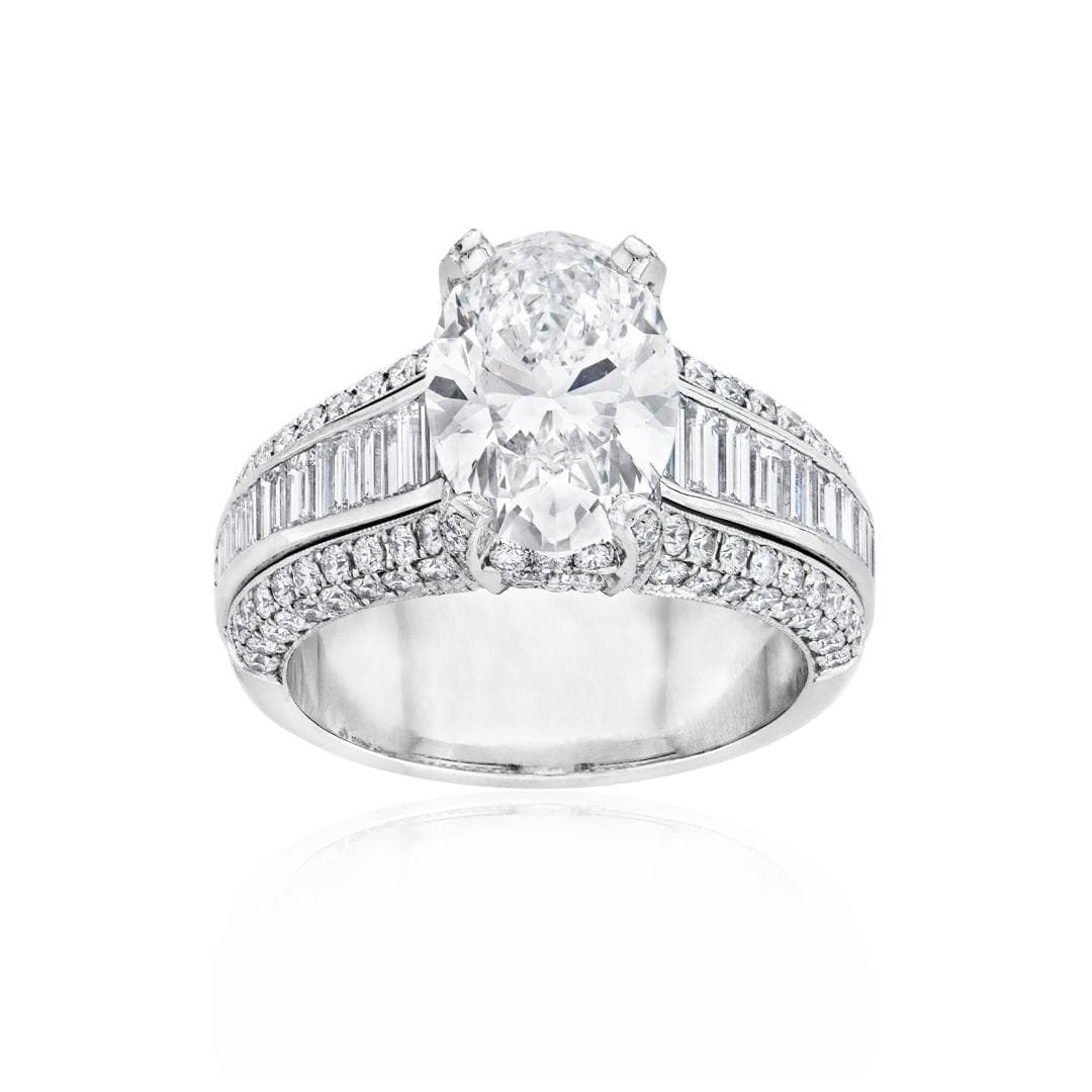 3.02CT Oval Diamond Platinum Engagement Ring 0