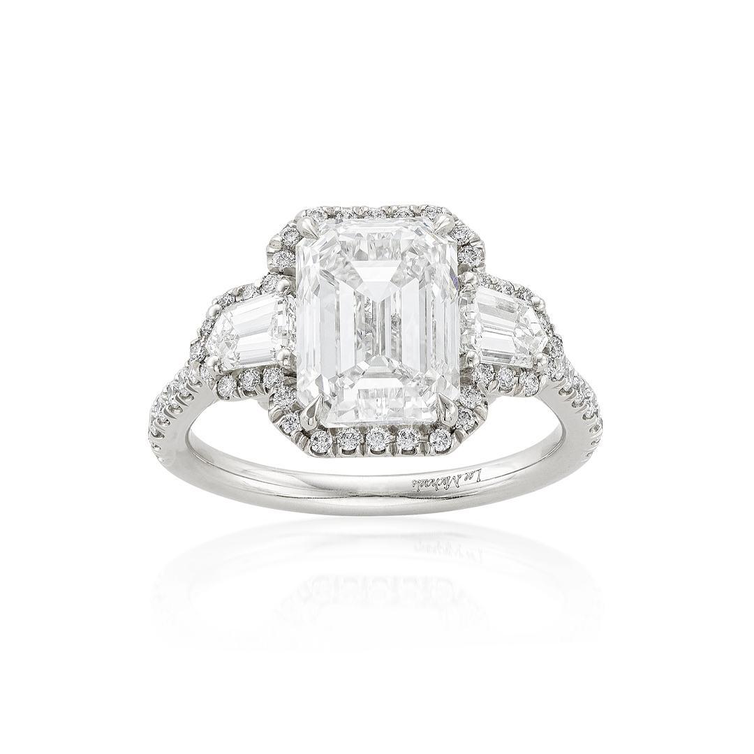 4.01 Carat Emerald Cut Diamond Engagement Ring