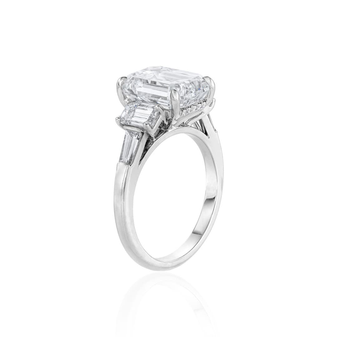 6.44 CTW Emerald Cut Diamond Three Stone Engagement Ring 2