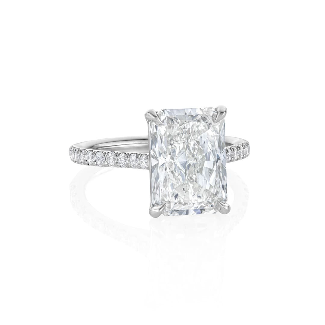 5.01 CT Radiant Cut Diamond Engagement Ring with Pave Band 2