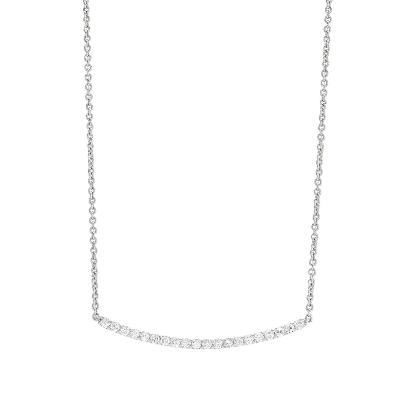 White Gold 0.50 Carat Diamond Curved Bar Pendant Necklace