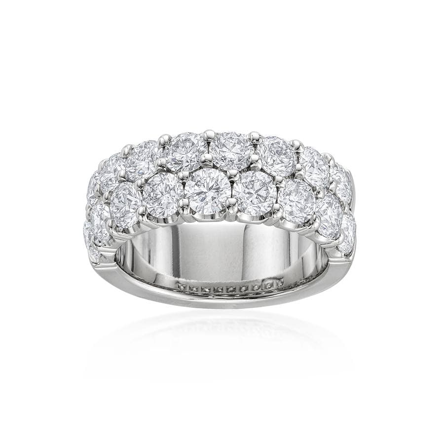 Two Row Round Diamond Wedding Band