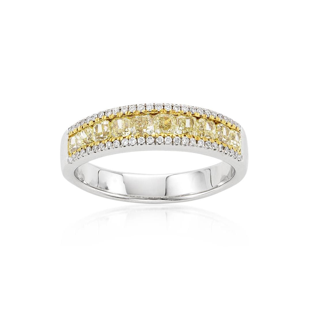 Fancy Yellow & White Diamond Wedding Band