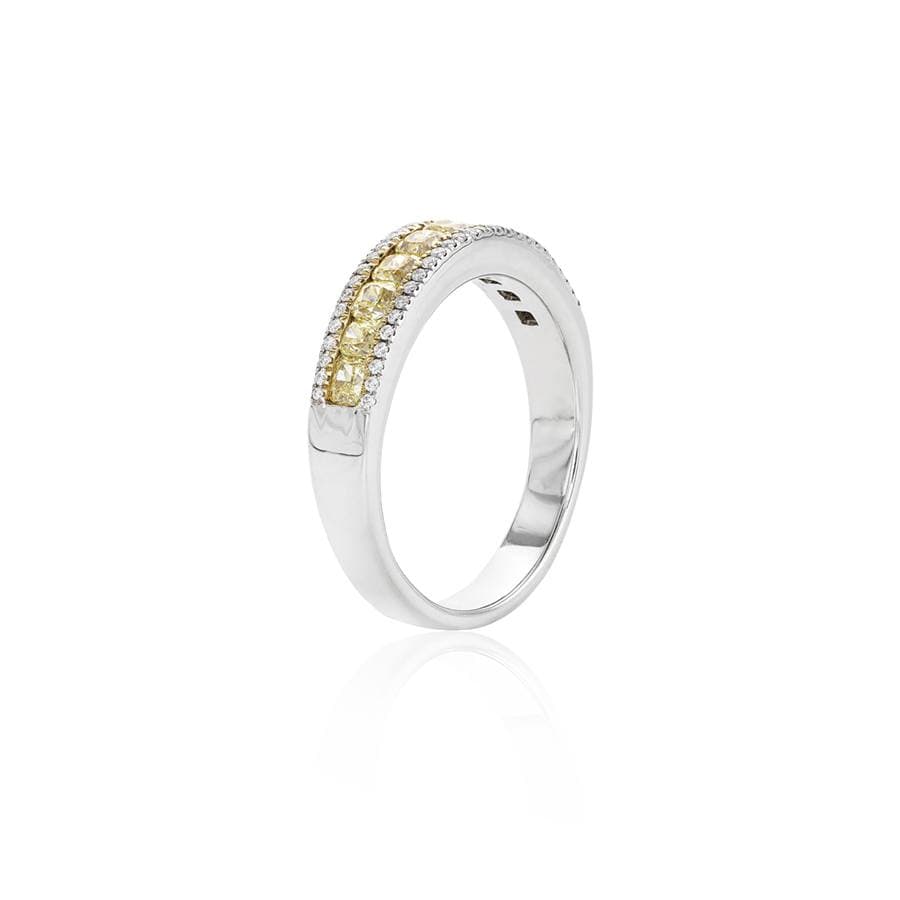 Fancy Yellow & White Diamond Wedding Band