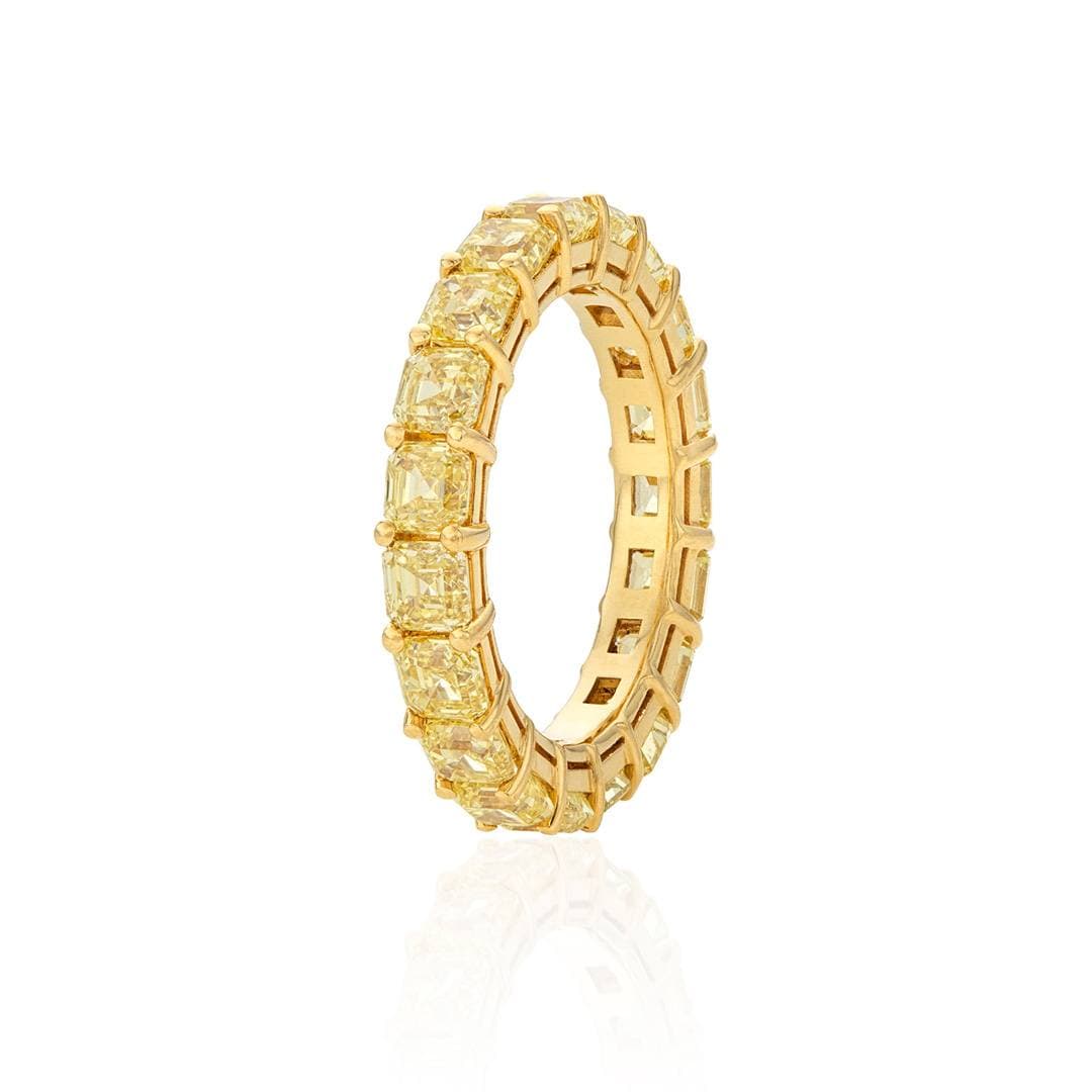 4.34 CTW Fancy Yellow Asscher Cut Diamond Eternity Band 1