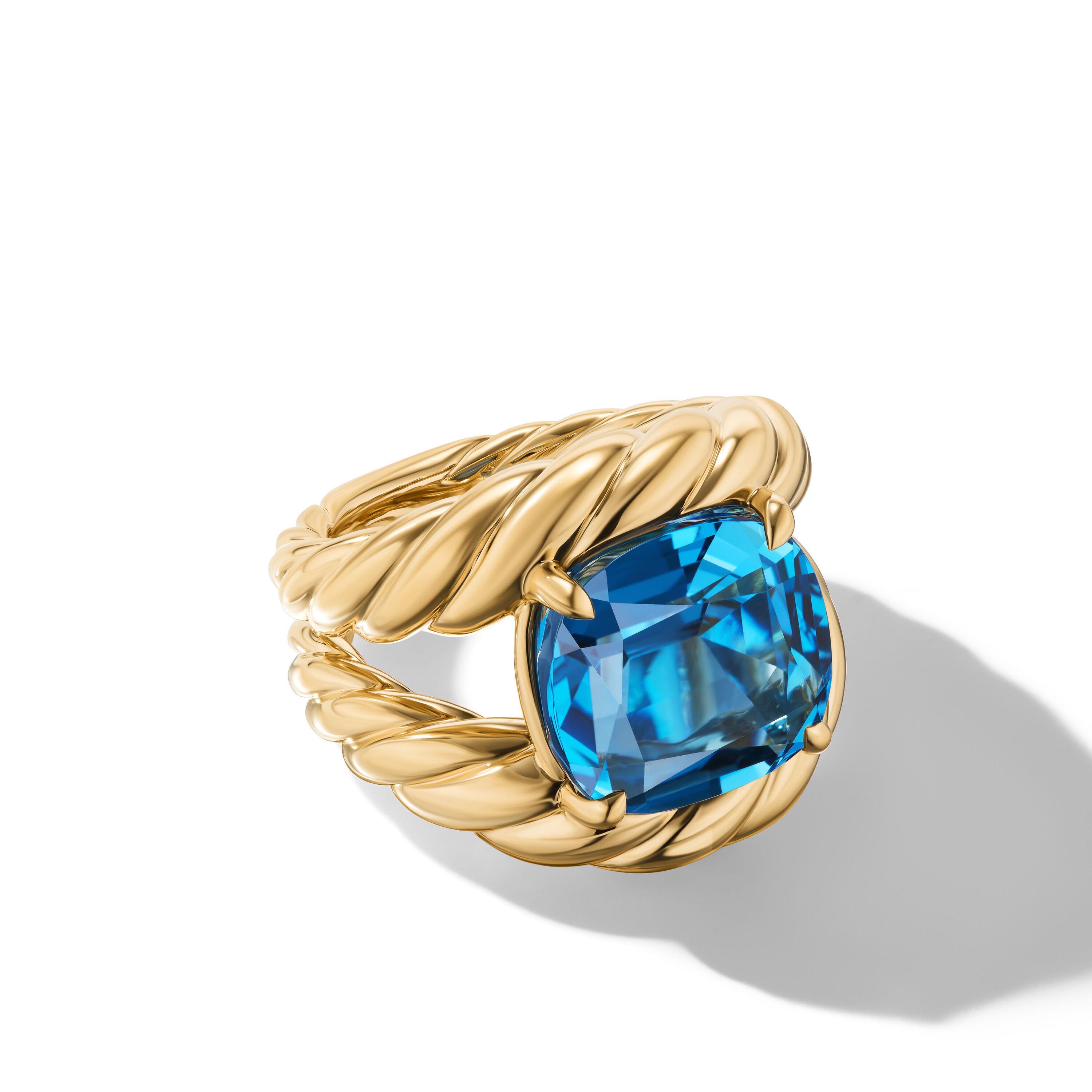 David Yurman Marbella Ring in 18K Yellow Gold with Hampton Blue Topaz 0