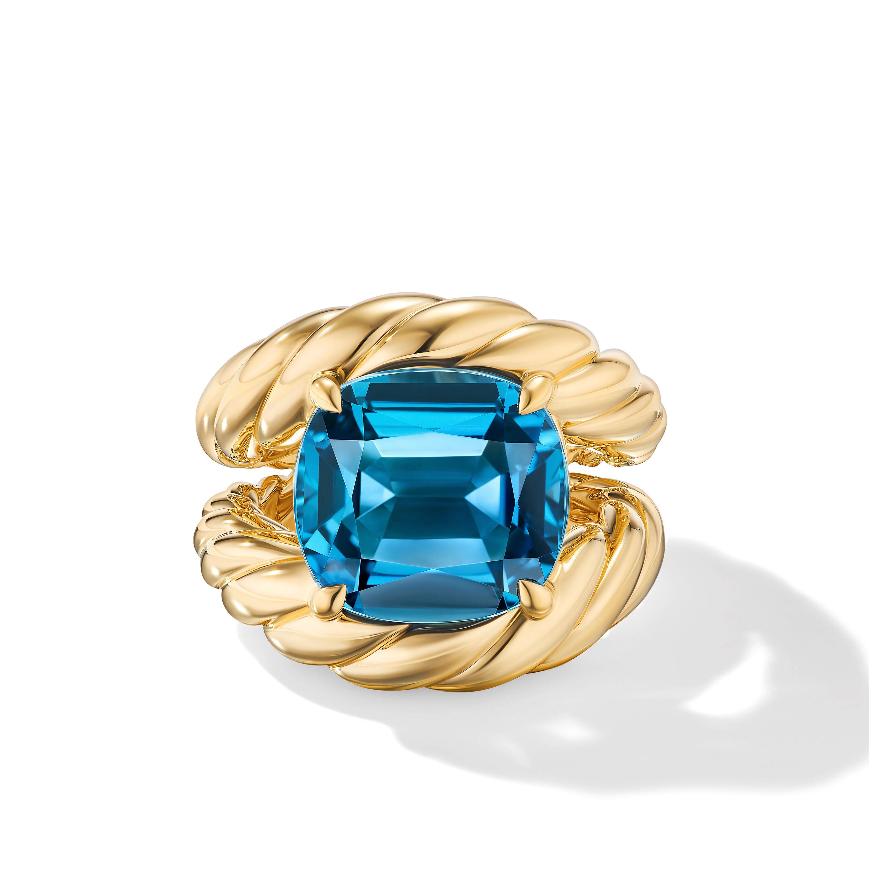 David Yurman Marbella Ring in 18K Yellow Gold with Hampton Blue Topaz 2