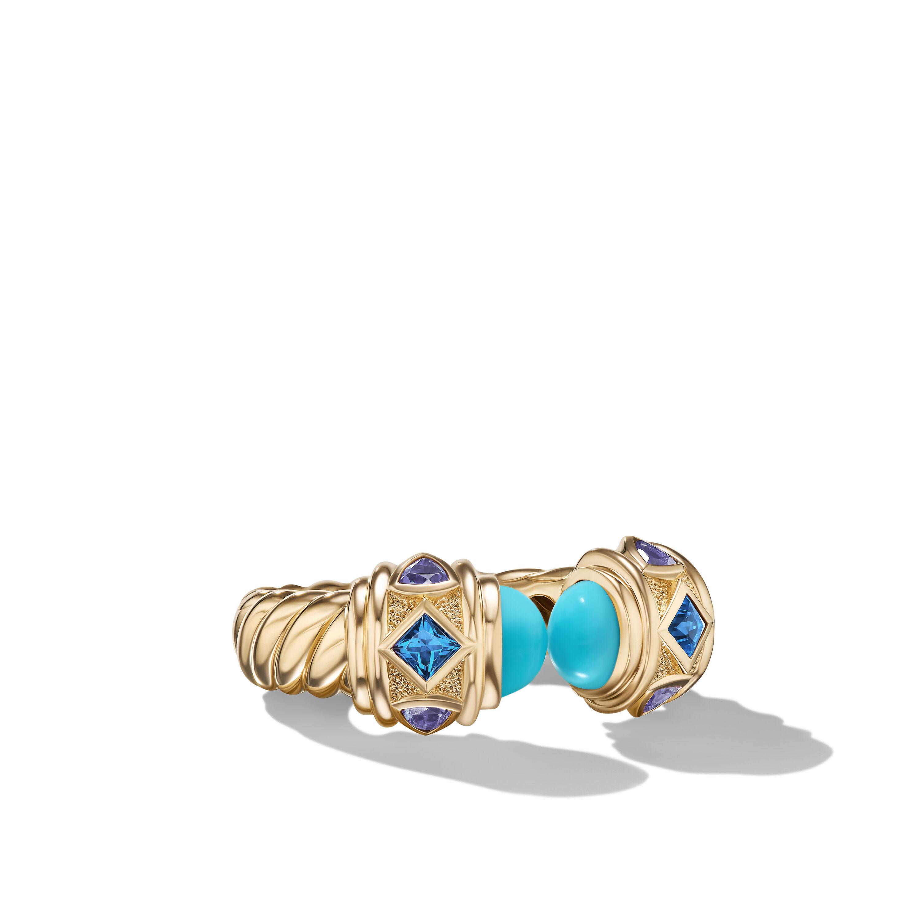 David Yurman Renaissance Ring in Gold with Turquoise, Hampton Blue Topaz and Iolite 0