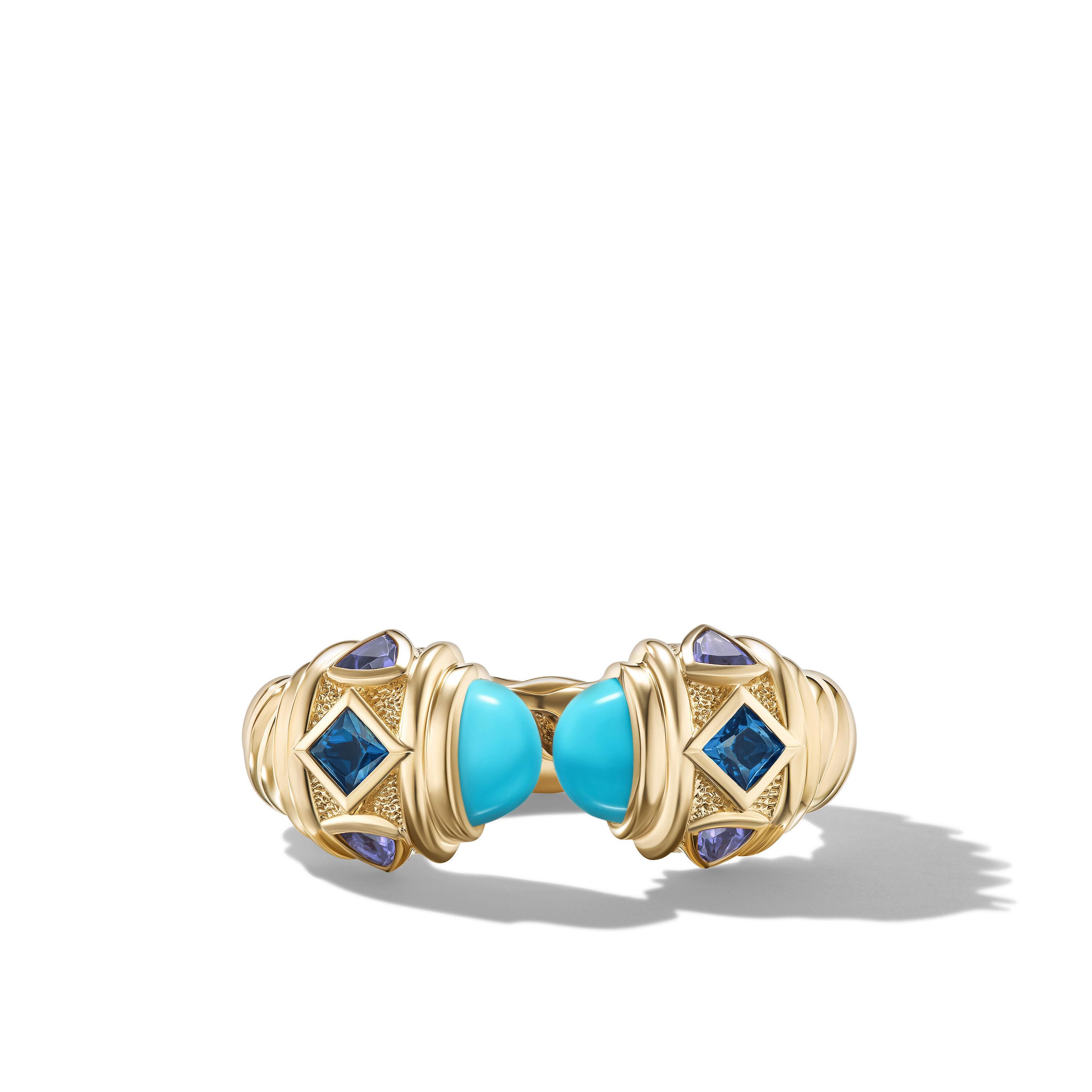 David Yurman Renaissance Ring in Gold with Turquoise, Hampton Blue Topaz and Iolite 2