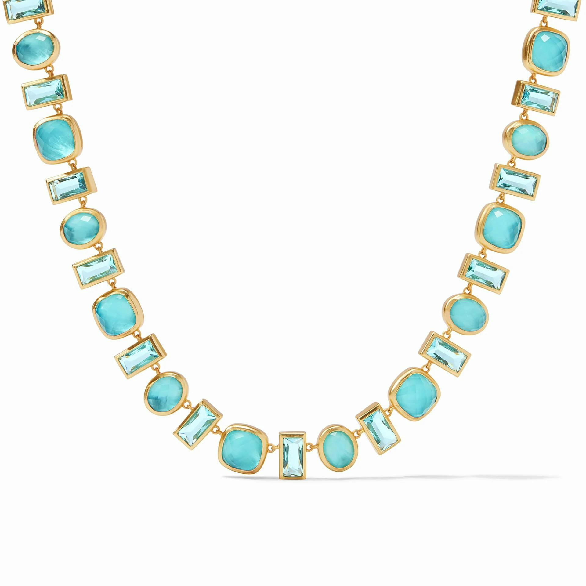 Julie Vos Iridescent Clear Crystal Bahamian Blue Antonia Tennis Necklace 0