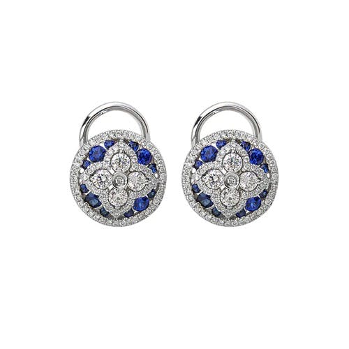 Charles Krypell Sapphire Diamond Quatrefoil Round Stud Earrings 0