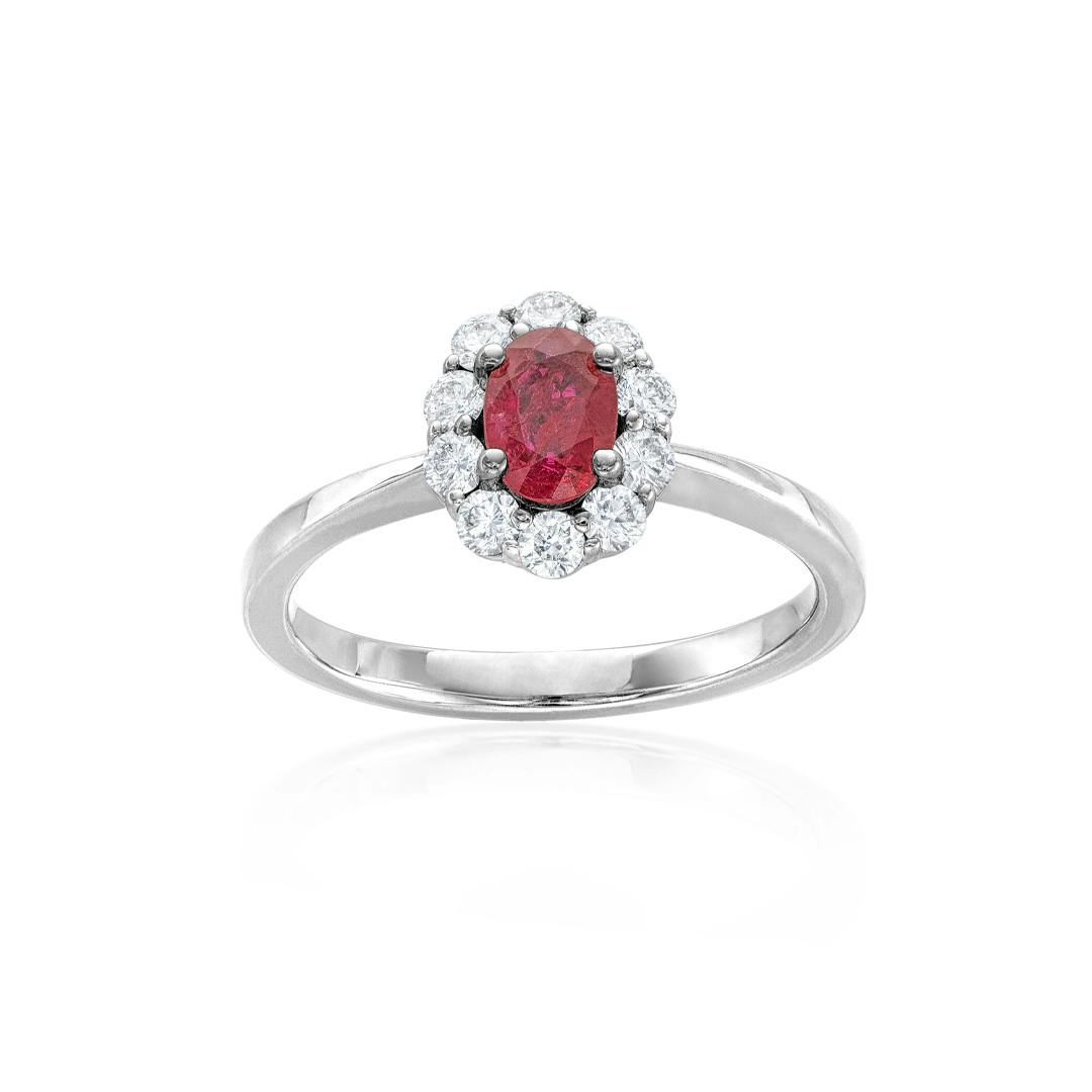 Halo Half-Carat Ruby and Diamond Ring