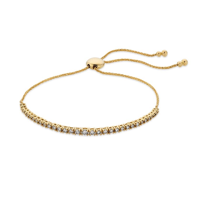 Adjustable Yellow Gold & Diamond Chain Bracelet 0