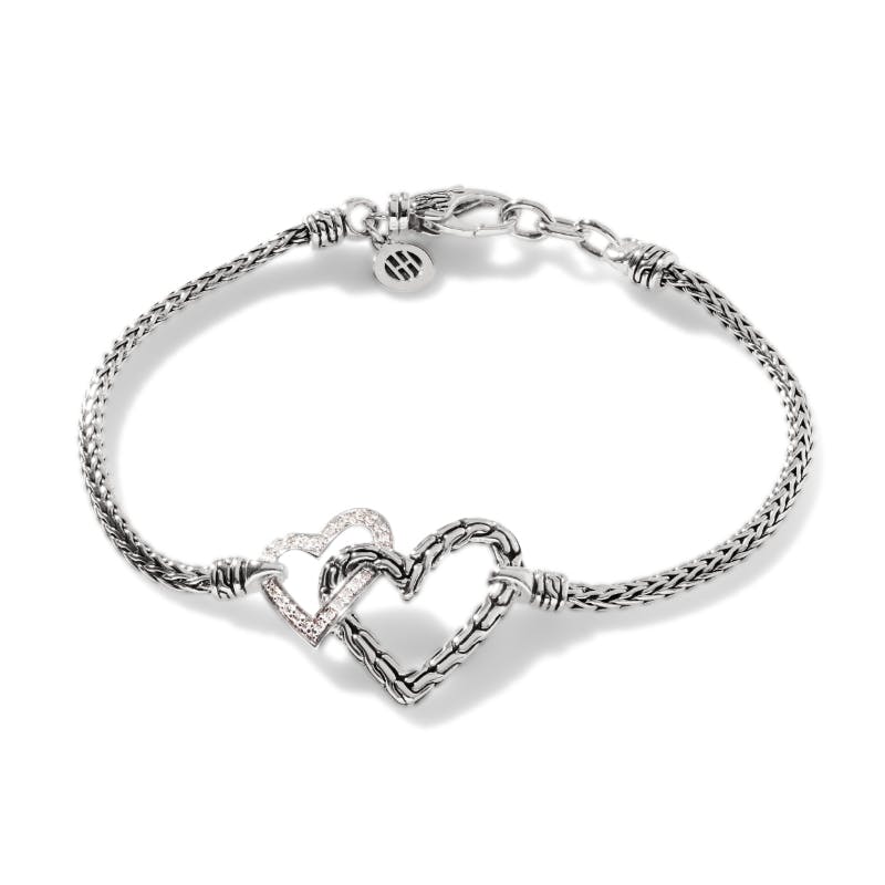 John Hardy Manah Bracelet with Chain Heart and Diamonds 0