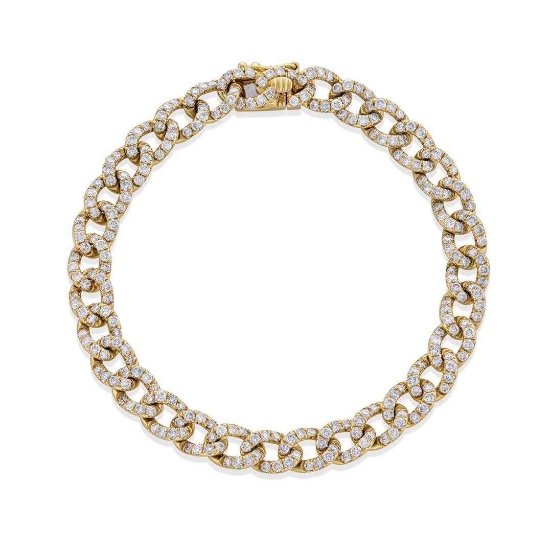 Pave Diamond 18k Yellow Gold Curb Link Bracelet 0