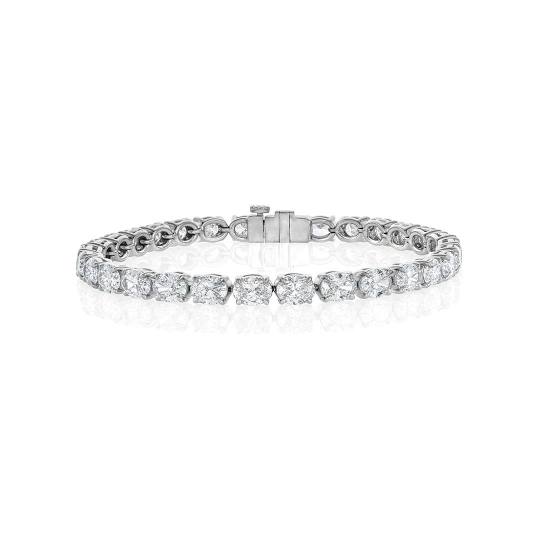 Oval Shape Diamond and Platinum Line Bracelet 0