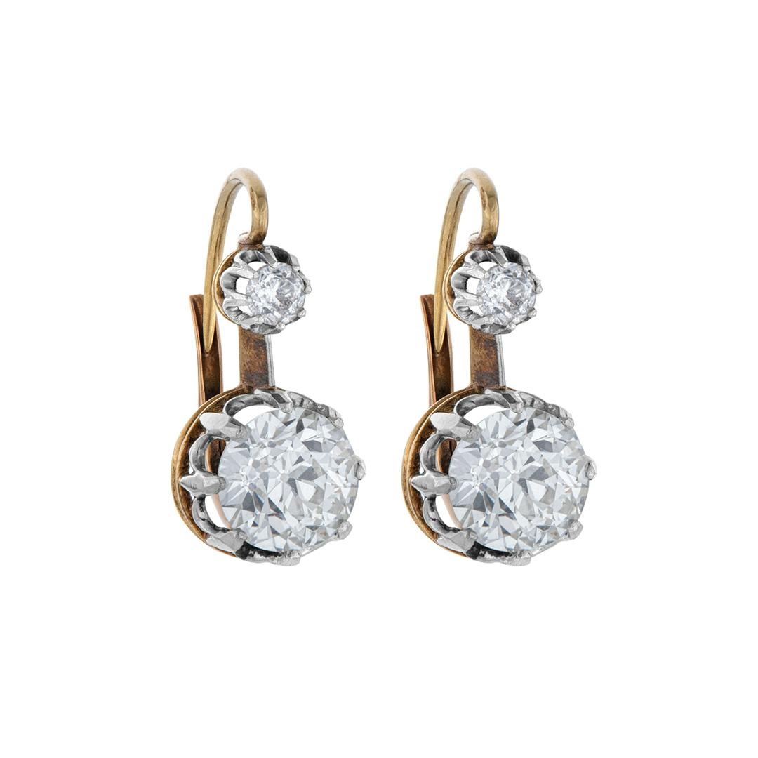 Estate Collection Reproduction 3.30 CTW Double Diamond Dangle Earrings 0