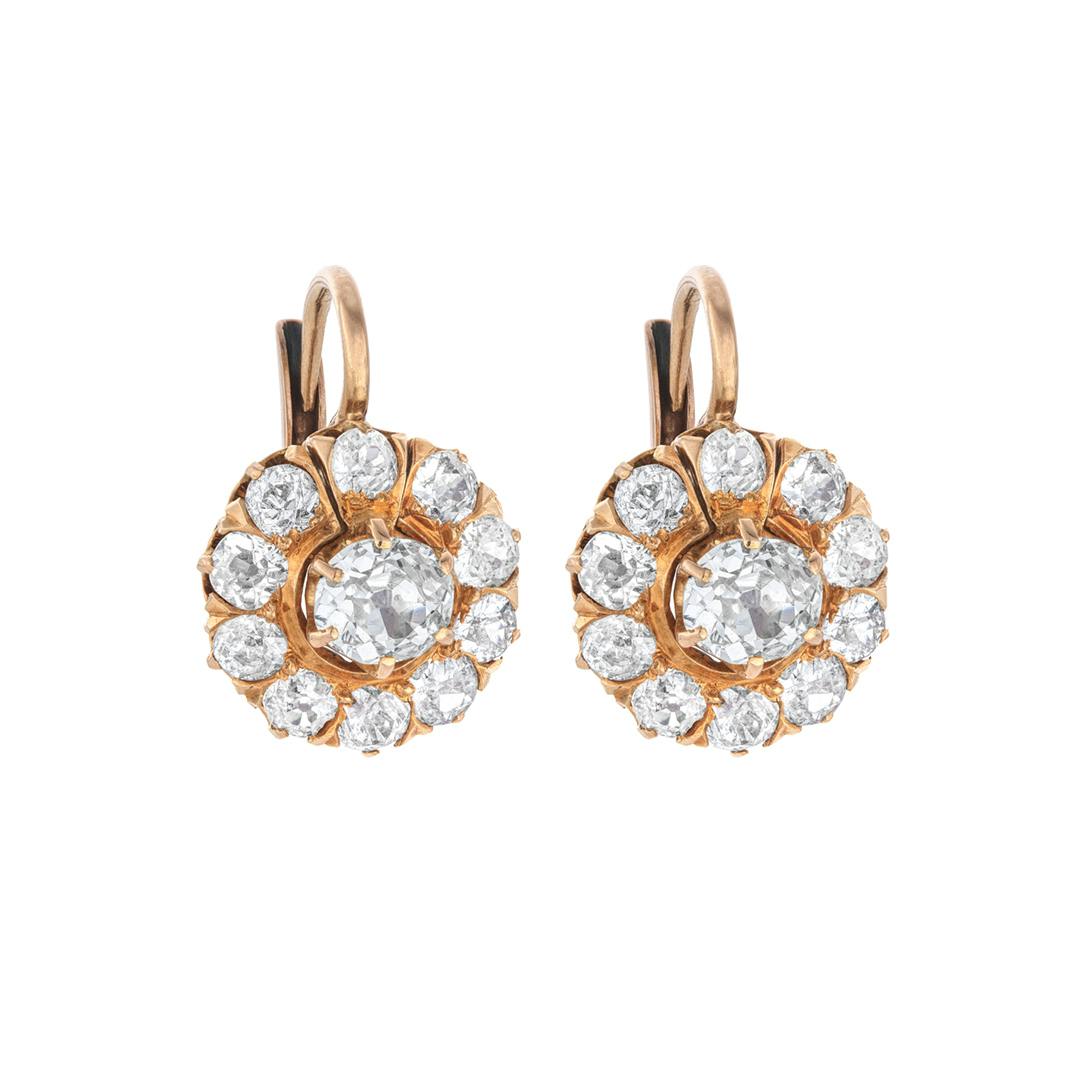 Estate Collection Cluster Disc Diamond Earrings 0