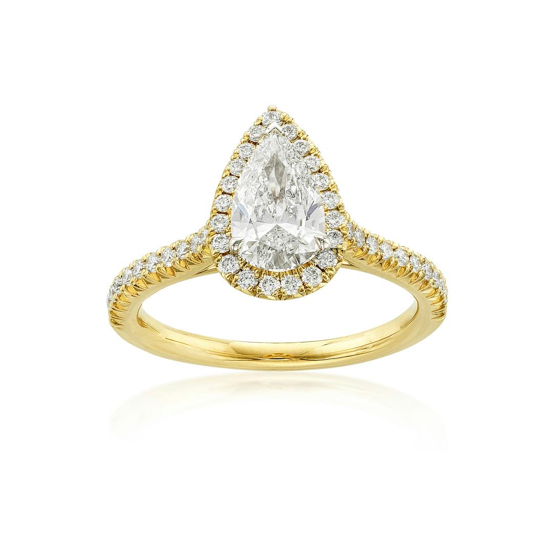 1.00 CT Pear Shaped Diamond Engagement Ring in Yellow Gold 0