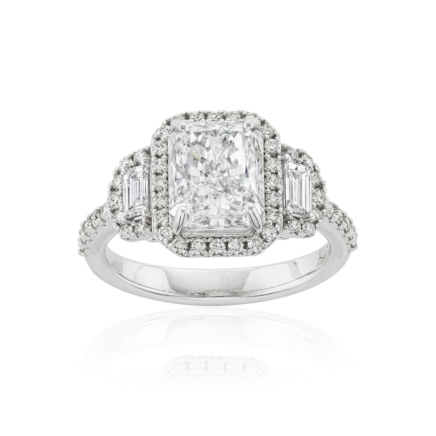 3.02 CT Radiant Cut Diamond White Gold Engagement Ring 0