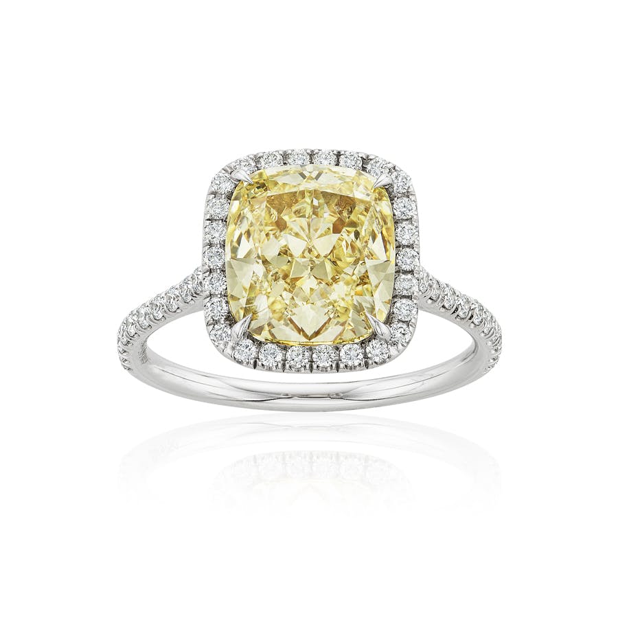 3.87 CT Cushion Cut Yellow Gold Diamond Engagement Ring 0