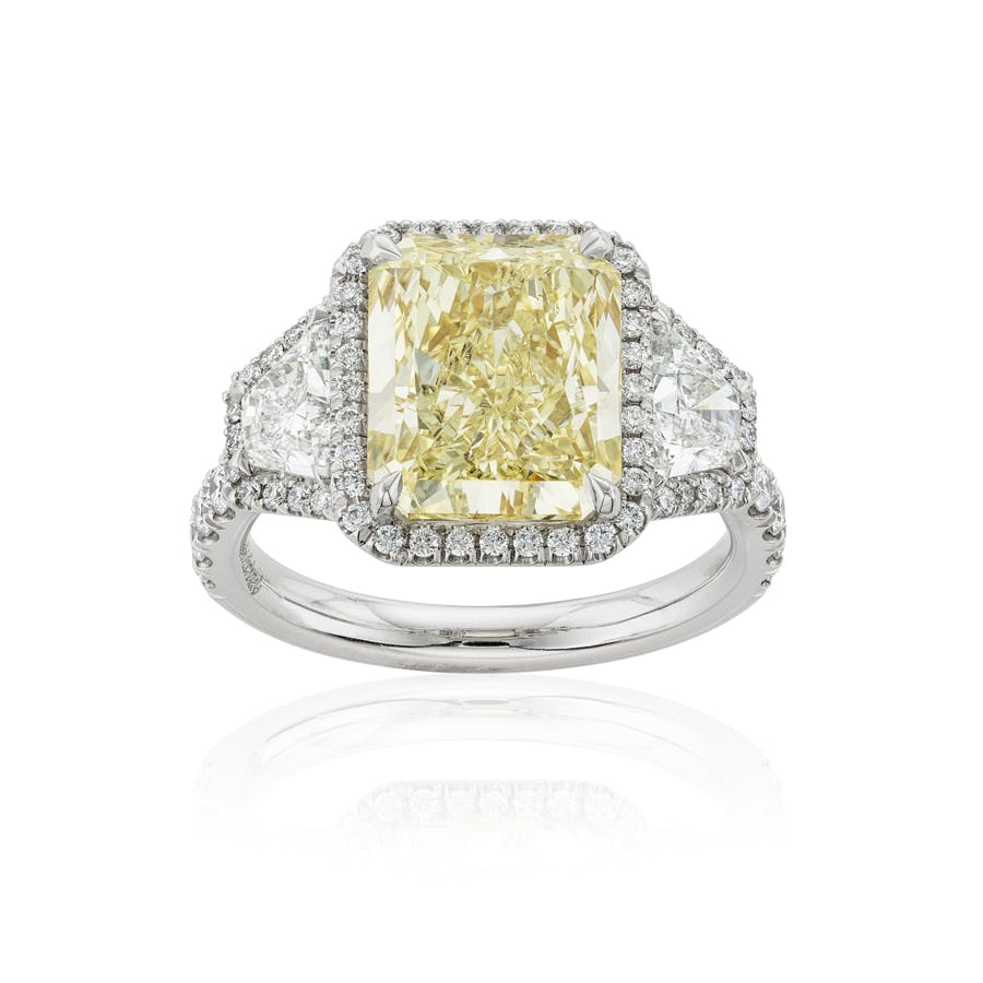 5.21 CT Radiant Yellow Diamond Platinum Engagement Ring 0