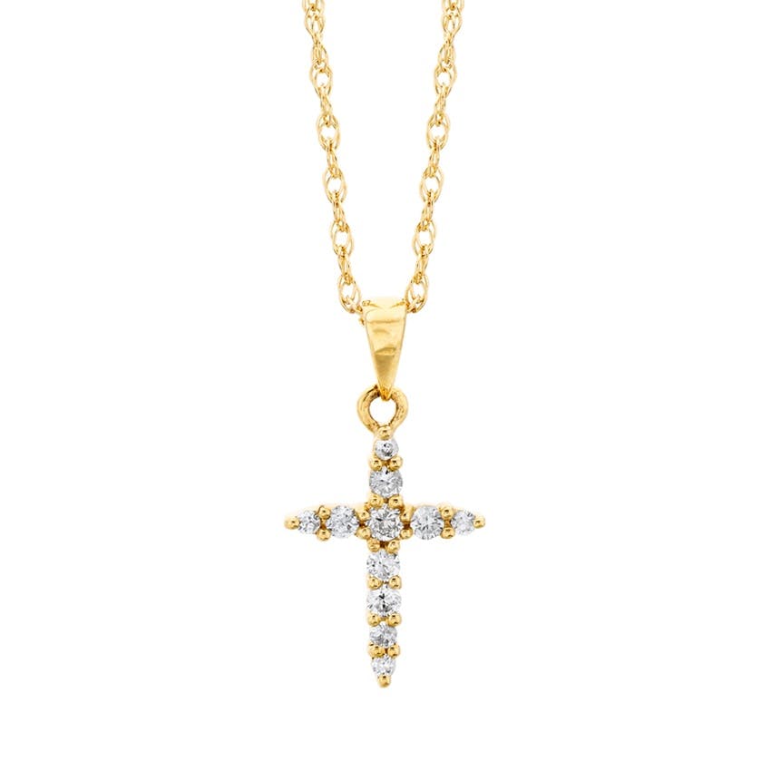 Round Diamond Cross Pendant Necklace 0