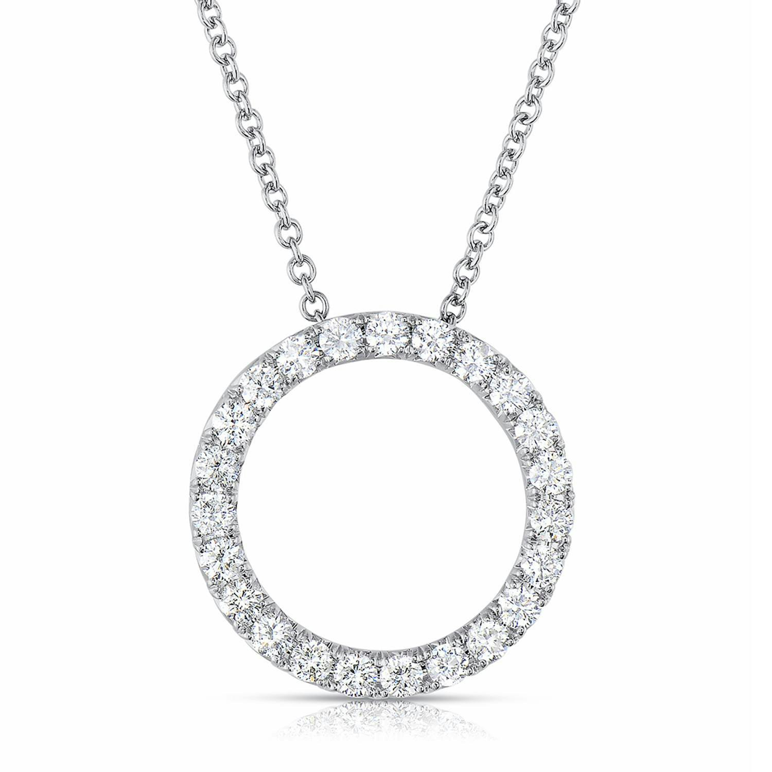 White Gold 0.50 Carat Diamond Open Circle Pendant Necklace