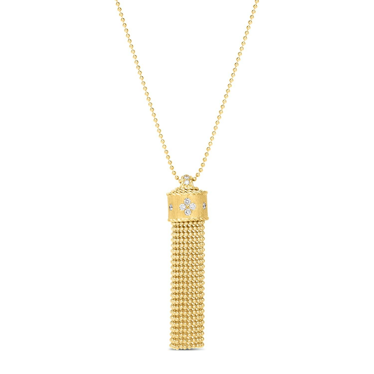 Roberto Coin 18k Yellow Gold Princess Flower Diamond Tassel Pendant Necklace