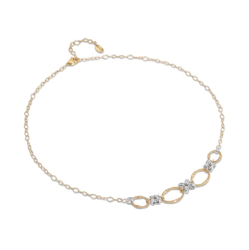 Marco Bicego Marrakech Onde Collection 18K Yellow and White Gold Half Necklace with Diamond Flowers 0