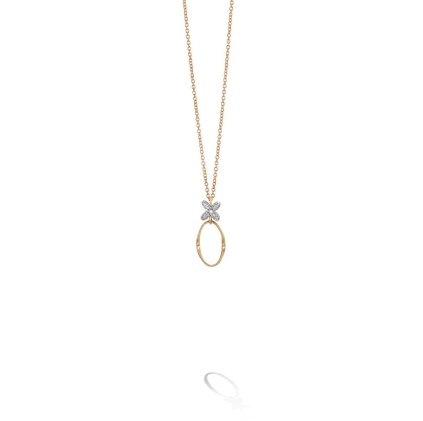 Marco Bicego Marrakech Onde Collection 18K Yellow and White Gold Pendant with Diamond Flowers 0