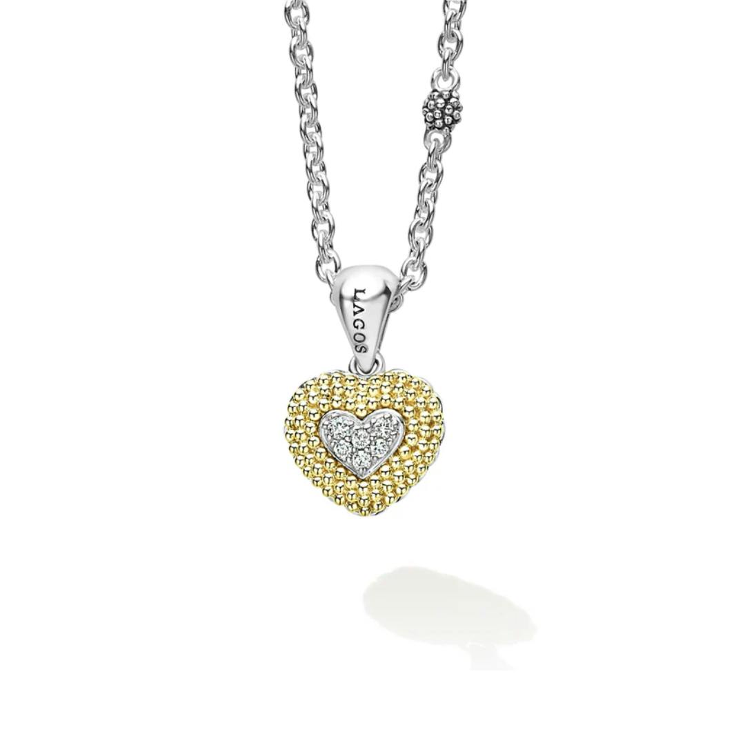 Lagos Caviar Lux Diamond Heart Necklace 0