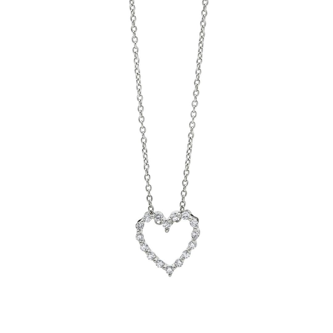 Sterling Silver Mini Heart Diamond Necklace 0
