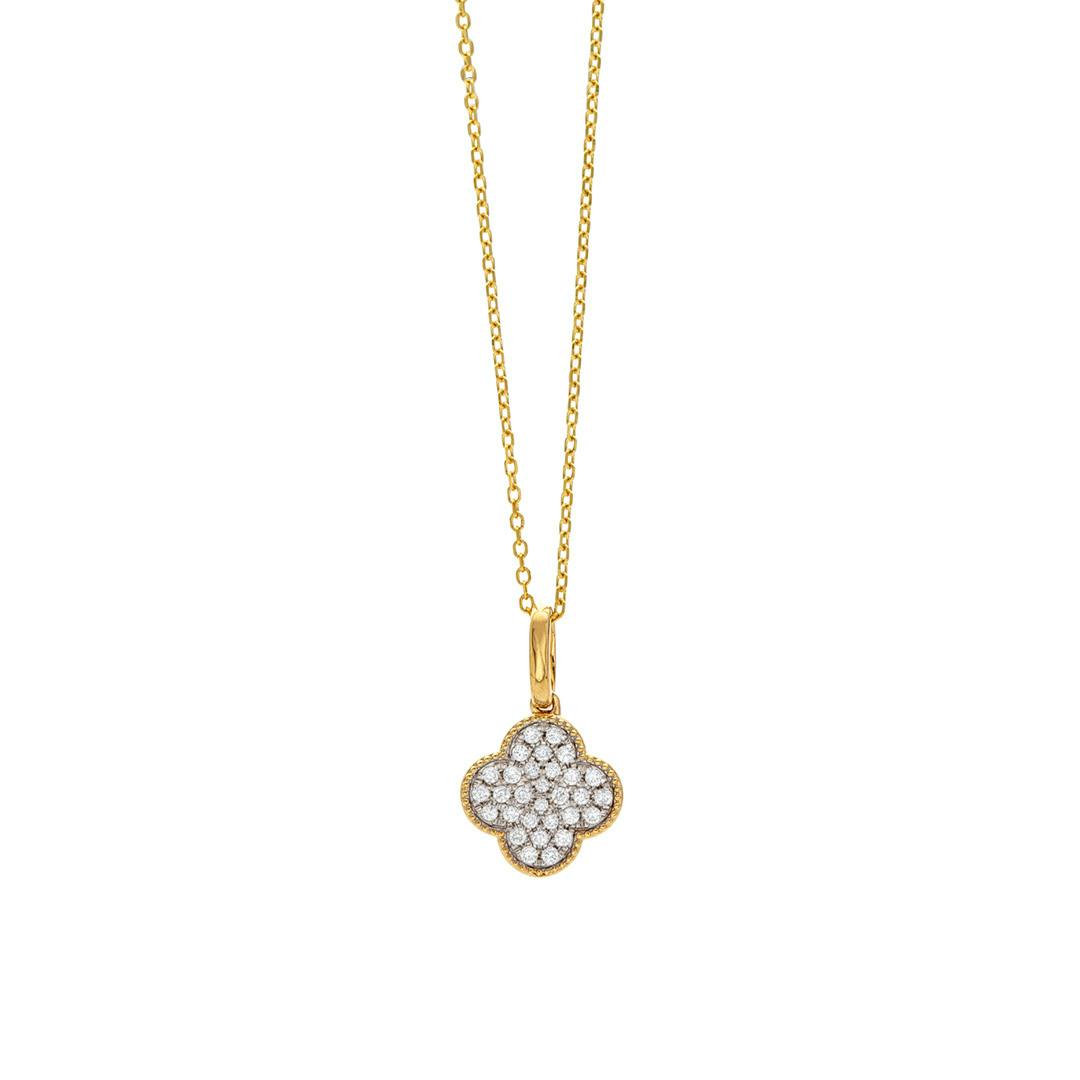 Pave Diamond Clover Pendant Necklace