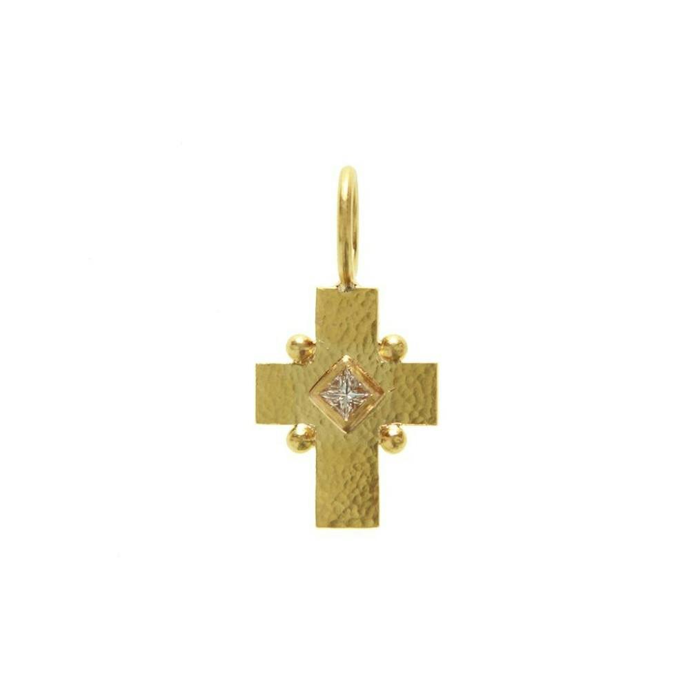 Elizabeth Locke Small Diamond Cross Pendant 0